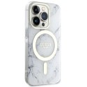 Guess GUHMP14LPCUMAH iPhone 14 Pro 6.1" biały/white hardcase Marble MagSafe