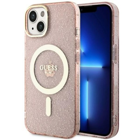 Guess GUHMP14MHCMCGP iPhone 14 Plus 6.7" różowy/pink hardcase Glitter Gold MagSafe