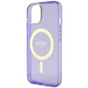 Guess GUHMP14SHCMCGU iPhone 14 6.1" purpurowy/purple hardcase Glitter Gold MagSafe