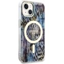 Guess GUHMP14SHLEOPWB iPhone 14 6.1" niebieski/blue hardcase Leopard MagSafe