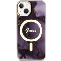Guess GUHMP14SHTMRSU iPhone 14 6.1" purpurowy/purple hardcase Golden Marble MagSafe