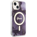 Guess GUHMP14SHTMRSU iPhone 14 6.1" purpurowy/purple hardcase Golden Marble MagSafe