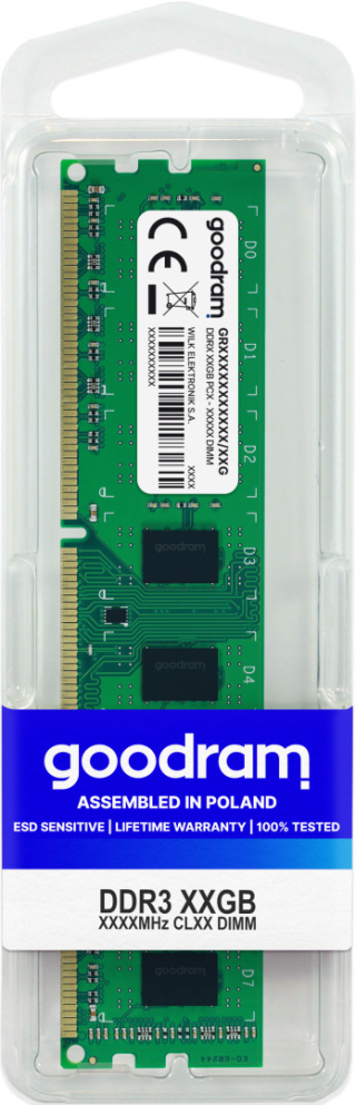 Pamięć DDR3 GOODRAM 4GB/1333MHz PC3-10600 CL9 512x8 Single Rank