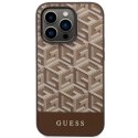 Guess GUHMP14LHGCFSEW iPhone 14 Pro 6.1" brązowy/brown hard case GCube Stripes MagSafe