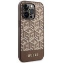 Guess GUHMP14LHGCFSEW iPhone 14 Pro 6.1" brązowy/brown hard case GCube Stripes MagSafe