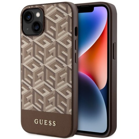 Guess GUHMP14MHGCFSEW iPhone 14 Plus 6,7" brązowy/brown hard case GCube Stripes MagSafe