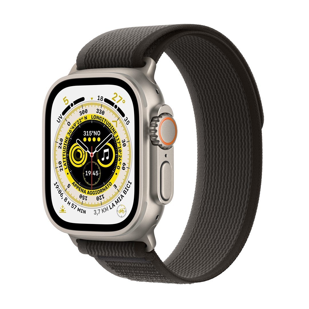 Apple Watch Ultra Cellular 49mm Titanium Case with Black/Gray Trail Loop S/M