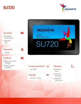 Adata Dysk SSD Ultimate SU720 500G 2.5 S3 520/450 MB/s