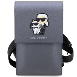 Karl Lagerfeld Torebka KLWBSAKCPMG srebrny/silver Saffiano Karl & Choupette