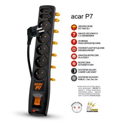 FILTR NAPIĘCIOWY ACAR P7 czarny 1,5m W0114