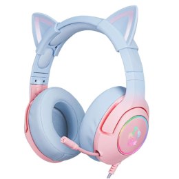 Onikuma Słuchawki gamingowe K9 7.1 RGB Surround kocie uszka USB różowo-niebieskie