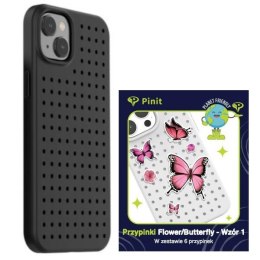 Zestaw Etui Pinit Dynamic + Flower/ Butterfly Pin iPhone 14 6.1" czarny/black wzór 1