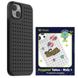 Zestaw Etui Pinit Dynamic + Tattoo Pin iPhone 14 6.1" czarny/black wzór 1