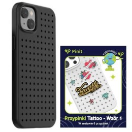 Zestaw Etui Pinit Dynamic + Tattoo Pin iPhone 14 Plus 6.7" czarny/black wzór 1