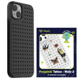 Zestaw Etui Pinit Dynamic + Tattoo Pin iPhone 14 Plus 6.7" czarny/black wzór 2