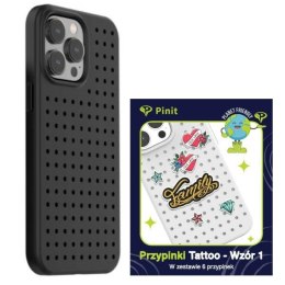 Zestaw Etui Pinit Dynamic + Tattoo Pin iPhone 14 Pro 6.1" czarny/black wzór 1
