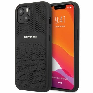 AMG AMHCP13MOSDBK iPhone 13 6.1" czarny/black hardcase Leather Curved Lines