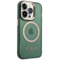Guess GUHMP14LHTCMA iPhone 14 Pro 6.1" zielony/khaki hard case Gold Outline Translucent MagSafe