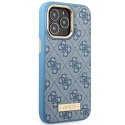 Guess GUHMP14LU4GPRB iPhone 14 Pro 6.1" niebieski/blue hard case 4G Logo Plate MagSafe