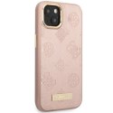 Guess GUHMP14SSAPSTP iPhone 14 6,1" różowy/pink hardcase Peony Logo Plate MagSafe
