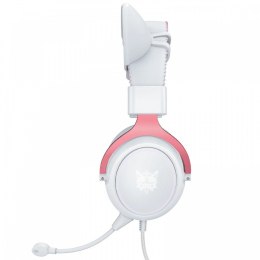 Onikuma Słuchawki gamingowe X10 kocie uszka USB różowo-białe (przewodowe)