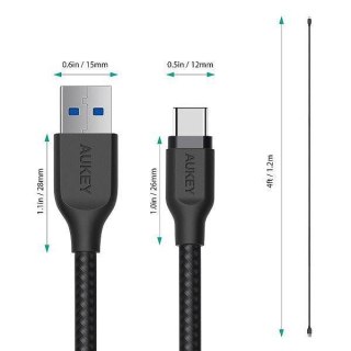 AUKEY CB-AC1 nylonowy kabel Quick Charge USB C-USB 3.1 | FCP | AFC | 1.2m | 5 Gbps | 3A | 60W PD | 20V