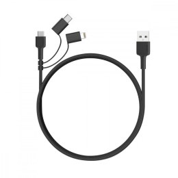 AUKEY CB-BAL5 3w1 nylonowy kabel Quick Charge micro USB | USB C | Lightning | 1.2m