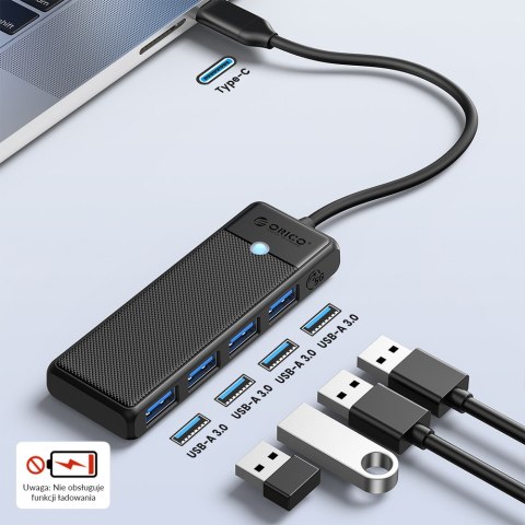 Orico Hub USB-C 4 porty USB-A 3.0 5Gbps czarny