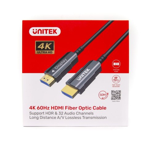 Unitek Kabel optyczny HDMI 2.0 AOC 4K 60Hz 50 m