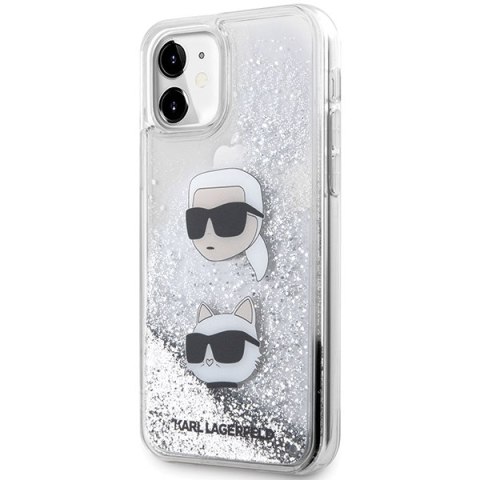 Karl Lagerfeld KLHCN61LDHKCNS iPhone 11 / Xr 6.1" srebrny/silver hardcase Liquid Glitter Karl & Choupette Heads