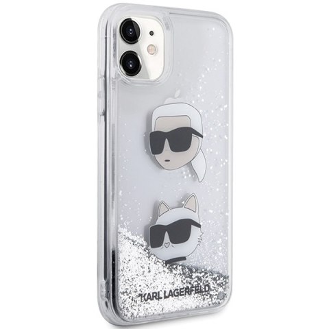 Karl Lagerfeld KLHCN61LDHKCNS iPhone 11 / Xr 6.1" srebrny/silver hardcase Liquid Glitter Karl & Choupette Heads