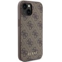 Guess GUHCP15SG4GFBR iPhone 15 6.1" brązowy/brown hard case 4G Metal Gold Logo
