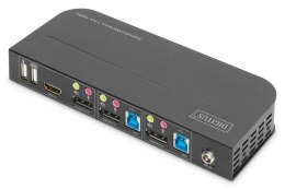 Digitus Przełącznik KVM 2 portowy DisplayPort do HDMI 2x1 4K 60Hz 2xUSB audio