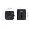 AUKEY PA-TA01 Black uniwersalny podróżny adapter sieciowy 2xUSB+1xUSB C | 7.8A | pasuje w 150 krajach