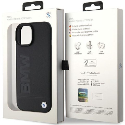 BMW BMHMP15MSLLBK iPhone 15 Plus 6.7" czarny/black MagSafe Leather Hot Stamp