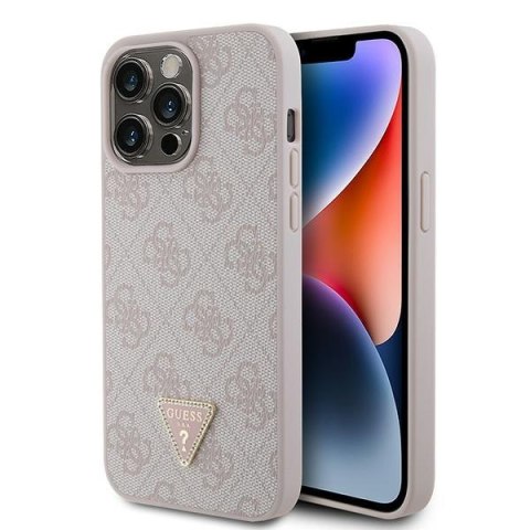 Guess GUHCP15XP4TDPP iPhone 15 Pro Max 6.7" różowy/pink hardcase Leather 4G Diamond Triangle