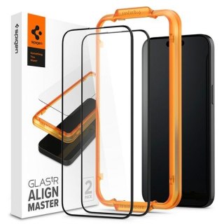 Spigen Alm Glass FC iPhone 15 Pro 6.1" 2 szt. szkło hartowane czarna ramka AGL06895