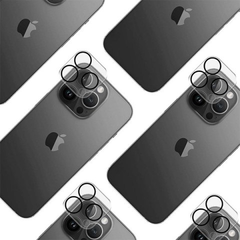 3MK Lens Pro Full Cover | Szkło hartowane na obiektyw aparatu do iPhone 15 Pro/15 Pro Max z ramką montażową