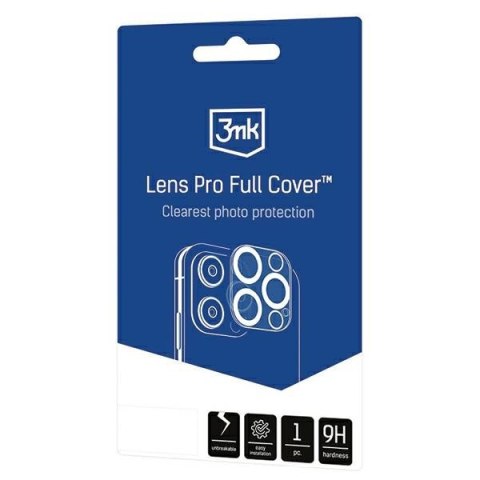 3MK Lens Pro Full Cover | Szkło hartowane na obiektyw aparatu do iPhone 15 Pro/15 Pro Max z ramką montażową