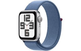 Apple Watch SE GPS, 40mm Koperta z aluminium w kolorze srebrnym z opaską sportową w kolorze zimowego błękitu