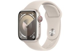 Apple Watch Series 9 GPS + Cellular, 41mm Koperta z aluminium w kolorze księżycowej poświaty z paskiem sportowym w kolorze księżycowej