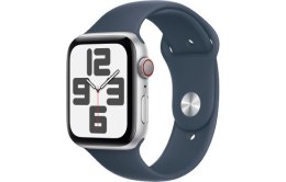 Apple Watch SE GPS + Cellular, 44mm Koperta z aluminium w kolorze srebrnym z paskiem sportowym w kolorze sztormowego błękitu - M/L