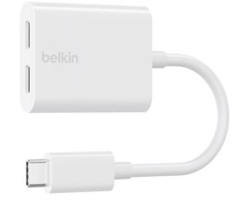 Belkin Adapter Dual USB-C Audio + Charge Rockstar białe