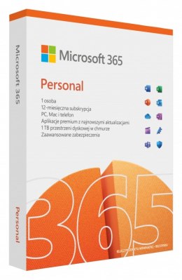 Microsoft 365 Personal PL P10 1Y 1User/5Devices Win/Mac Medialess Box QQ2-01752 Zastępuje P/N: QQ2-01434