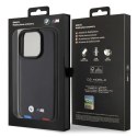 BMW BMHCP15L22PTDK iPhone 15 Pro 6.1" czarny/black Leather Stamp Tricolor