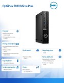 Dell Komputer Optiplex MFF Plus/Core i5-13500T/16GB/256GB SSD/Integrated/WLAN + BT/Kb & Mouse/W11Pro/vPro
