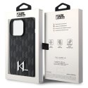 Karl Lagerfeld Etui do iPhone 15 Pro | Czarny Hardcase Leather Monogram Hot Stamp Metal Logo