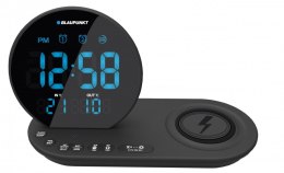 Blaupunkt Radiobudzik FM PLL/Alarm/USB/CR85BK CHARGE/Ładowanie bezprzewodowe/Temperatura wewnętrzna/zewnętrzna/czarny