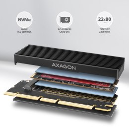 AXAGON PCEM2-XS Adapter wewnętrzny PCIe x16, M.2 NVMe, chłodnica