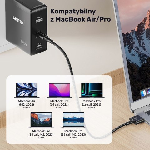 Unitek Kabel zasilający USB-C - MagSafe 3 140W 2 m